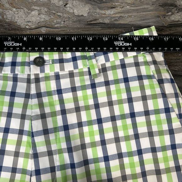 Chaps Golf 78 Mens Shorts 32 Checkered Preppy Blue Green Plaid Flat Front - Picture 16 of 16